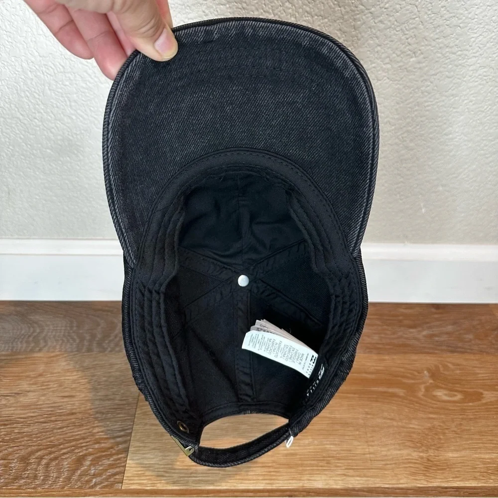 NWOT Billabong Dad Cap Black Denim Washed Strapback Hat